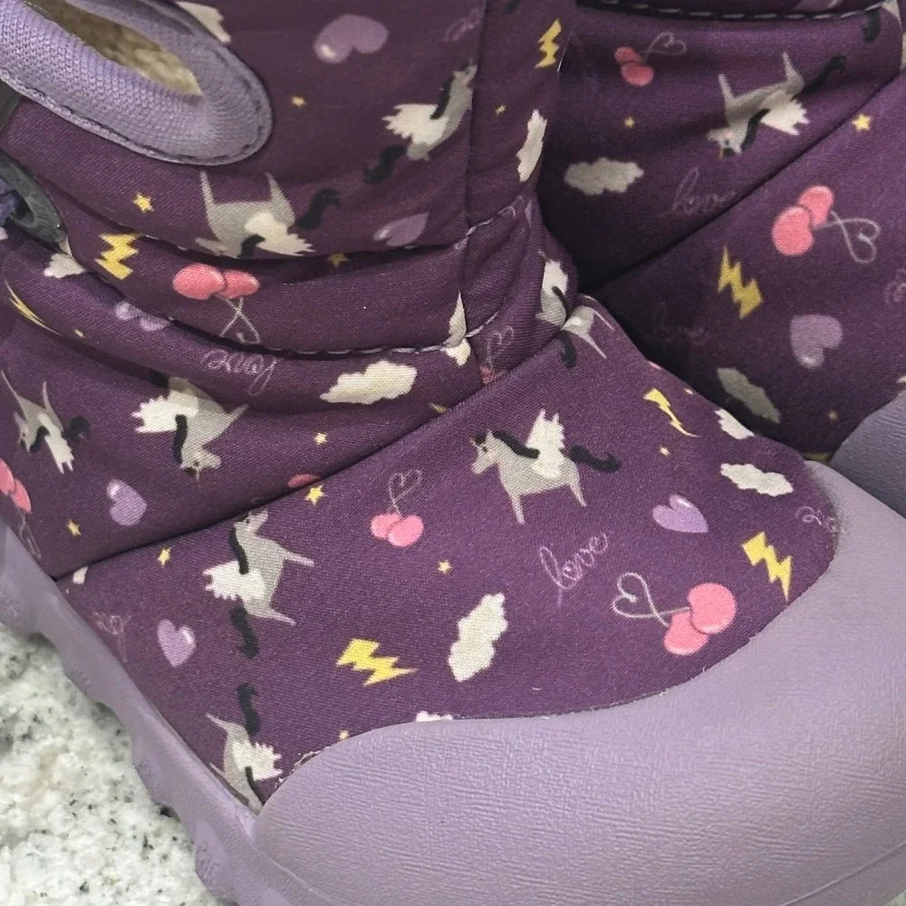 Bogs Kids Infants 7 Unicorn Lightning Cloud Purple Waterproof Winter Boots‎ Snow